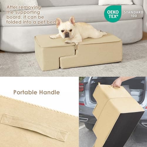 EHEYCIGA Dog Stairs for Bed 18" H, 4-Step Dog Steps for High Bed, Pet Steps for Small Dogs and Cats, Non-Slip Balanced Pet Ramp Indoor, Graige - Thumbnail 5