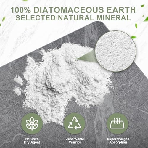 Vorisebo Large Stone Drying Mat for Kitchen Counter, 24" × 16" Diatomite Dish Drying Mat, Quick Dry Stone Mats, Ultra Absorbent Natural Diatomaceous Earth Mats for Dished, Bottles, Black Marble - Thumbnail 5