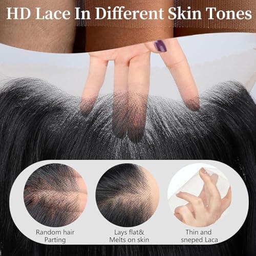 Peerless 28 Inch 13x6 Straight Full Lace Front Wigs Human Hair 200% Density HD Frontal Wigs for Black Women No Synthetic Blend Pre Plucked Glueless Straight Human Hair Wig Natural Color - Thumbnail 4