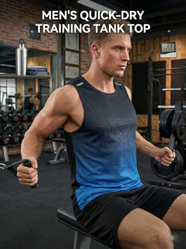 WishStone 4 Pack Mens Stretchy Muscle Fit Ombre Tank Tops Quick Dry Sleeveless Workout Gym Shirts,Blue, Green, Gray, Red, XXL - Thumbnail 6