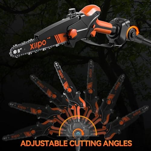 2-in-1 Cordless Electric Pole Saw & 8 Inch Mini Chainsaw, 15FT Max Reach, Adjustable Cutting Head, 2×21V Batteries, Automatic Lubrication, Tool-Free Tension Tree Trimmer Pruner for Branch Cutting - Thumbnail 6