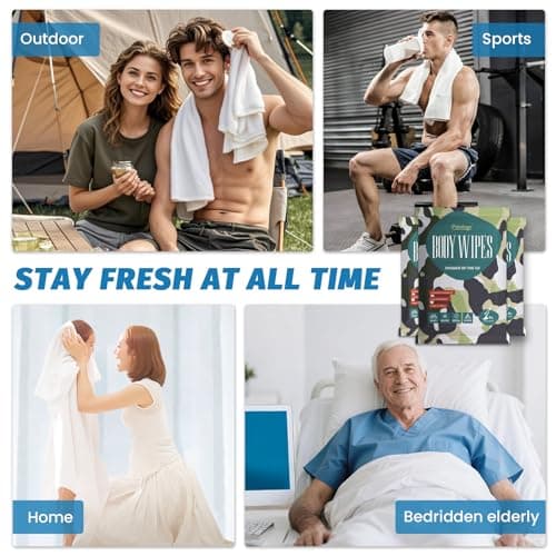 TIEJIANDAN Deodorizing Shower Wipes for Bathing No Rinse 【30 * 20 INCHES】10PC,Extra Thick Large Body Wipe for Travel Gym Bed Patient,Individual Packaging All Natural Wipes for Training Camping W003 - Thumbnail 3