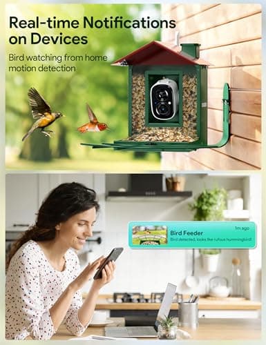 Osoeri Bird Feeder with Camera, Camera Bird Feeder for Outside, Solar-Powered, Smart AI Identify Birds, Auto Capture Video & Instant Arrival Alert, Ideal Gift for Family and Birdlover - Thumbnail 3