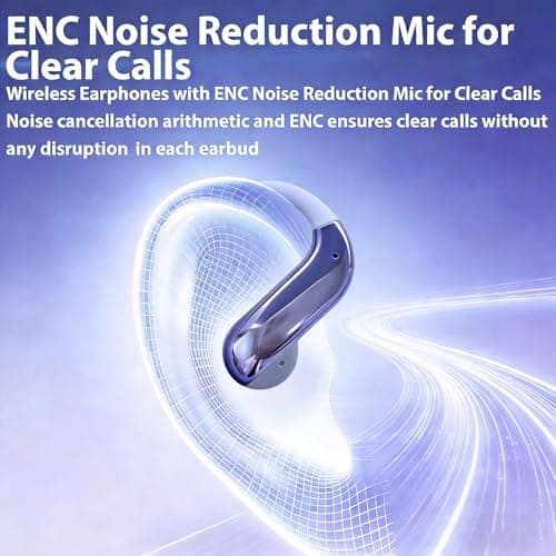Molufeibe Open Ear Earbuds Wireless Bluetooth - Ear Buds with Hooks, ENC Noise Cancelling Headphones for Sports, 60Hrs Playback Clear Call, IPX5 Waterproof Earphones for Sport Running Exercising - Thumbnail 6