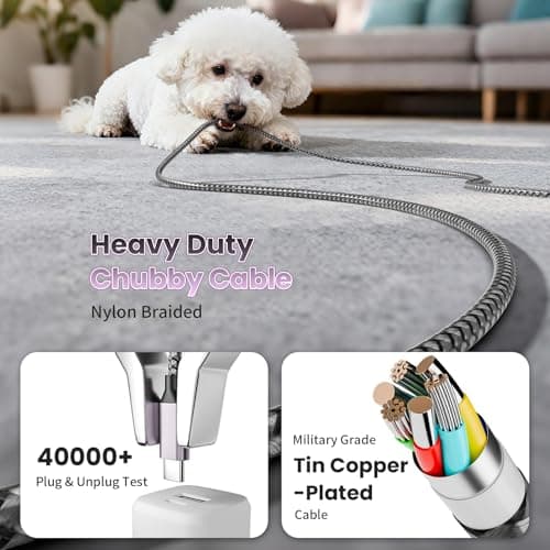 Travel & Car USB C Cable, USB C Splitter Multi Charging Cable, 4 in 1 USB C Charging Cable with 4 Type C Ports, Compatible with iPhone 17/16/15 Pro Max/Android/Galaxy S26 and More USB C Devices-5FT - Thumbnail 5