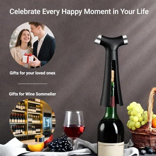 Multi-Function 4 in 1 Cork Screw Wine Bottle Opener set, FAMCHINAS Premium Wine Accessories with corkscrew, Bottle Stopper, Foil Cutter, Aerator Pourer, Thoughtful Gifts for Home, Bar & Kitchen Use - Thumbnail 6