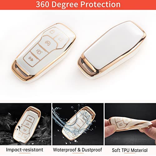 RUABIBAN for Ford Key Fob Cover with Keychain, Soft TPU Key Case Protection Fit for F150 Explorer Mustang Edge Lincoln MKZ MKX MKC - Thumbnail 3