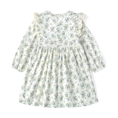 Curipeer Baby Girls Long Sleeve Lace Floral Dress Flower Printed Toddler Outfit Dress for Spring Blue-Floral 8T - Thumbnail 2