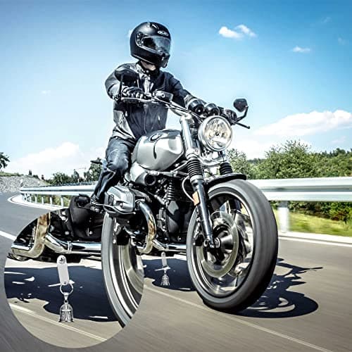 CTZSR Motorcycle Bell Guardian Angel - Good Luck Charm Gift For Rider Men Kids Friends With Gift Box, Legend Card, Keychain And Hanger & Weather-resistant Gremlin Bells For Bike Car (White) - Thumbnail 3