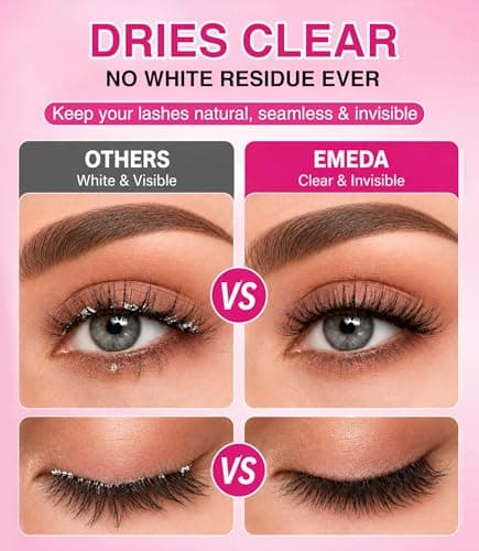 EMEDA Clear Lash Bond and Seal, Lash Cluster Glue for Eyelash Clusters, 72H Waterproof Cluster Glue, No White Residue Bond and Seal for DIY Individual & Clusters Lashes Extensions (6ml+6ml) - Thumbnail 3