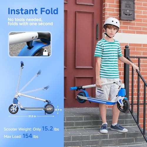 isinwheel S4 Electric Scooter for Kids Ages 6-14, 200W Foldable Kids Electric Scooter with 3 Speeds (5/8/12 Mph), LED Display, Colorful Lights, Gift for Kid - Thumbnail 6