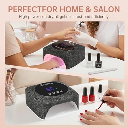 CHRISTINE SHELLY UV Nail Lamp 96W Rechargeable Gel Curing Lamp, Cordless Nail Dryer Gel Polish Light with Large LCD Display, with 3 Timer Setting Auto Sensor for Salon and Home (Black Diamond) - Thumbnail 5
