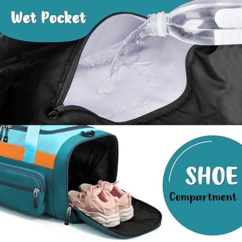 Woomada Kids Travel Duffle Bag With Shoe Compartment & Wet Pocket Perfect For School, Sports, Overnight Trips(green) - Thumbnail 3