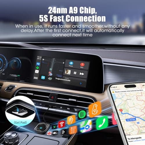 2in1 Wireless Carplay Adapter for iPhone Android,for Toyota/Honda/Cadillac/Ford/Chevrolet/Jeep Carplay,Plug Play Automatic Reconnect,Convert Wired to Wireless Bluetooth Carplay Dongle(USB A/C)06d - Thumbnail 4