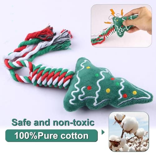 Yteseery 6 Pack Christmas Dog Rope Toys for Small Medium Dog, Chew Training Cotton Toys for Puppy Teeth Cleaning and Interacting Play Games - Thumbnail 6