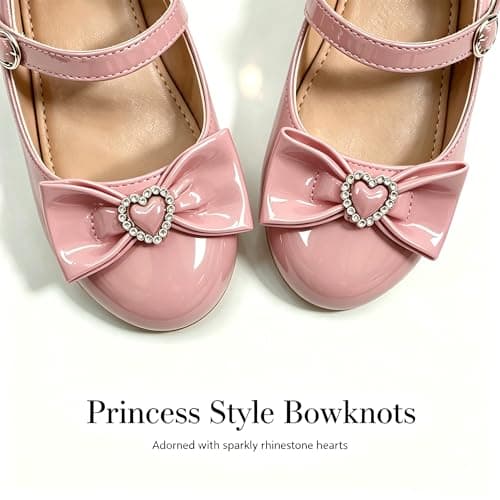 BOGELOO Toddler Girls Flats Mary Jane Flower Girls Dress Shoes School Wedding Party Shoes(Pink,7) - Thumbnail 4