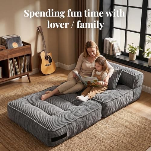 Folding Sofa Bed, Convertible Sleeper Chair with Pillow Foldable Mattress with Back Support, Portable Fold Out Chair Bed Comfy Floor Couch Lounge for Living Room Bedroom Apartment Single - Thumbnail 6