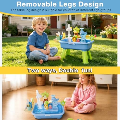 MeXYZ 2026 Upgraded Water Table for Toddlers 1-3, Kids Mini Play Sink Toys with Running Water & Electric Pump, Kitchen Sink Sensory Toy, Fishing Game Outdoor Water Play Table for Kids Ages 4-8, Blue - Thumbnail 4