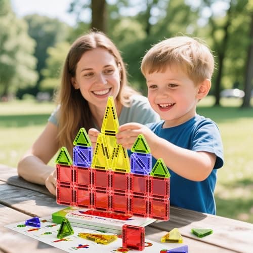 STEM MATCH Magnetic Tiles Travel Set for Toddlers - Montessori Educational Sensory Building Blocks, Preschool Learning Toys for 3+ Year Old Boys Girls - Thumbnail 3