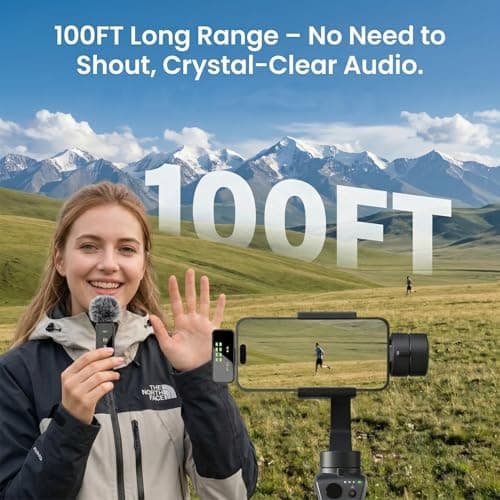 Wireless Lavalier Microphone, 12H Lapel Microphone with Digital Display & Smart Noise Cancellation, Mini Clip On Mic for iPhone Android Type-C, Recording Mic for YouTube TikTok Vlog Podcast Interview - Thumbnail 6
