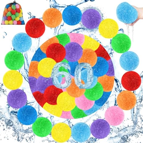 Reusable Water Balls – 60 Pack Colorful Splash Balls for Boys Girls & Adults, Quick Fill Summer Water Toys for Outdoor Games & Pool Fun (8 Bright Colors, with Mesh Bag) - Image 1