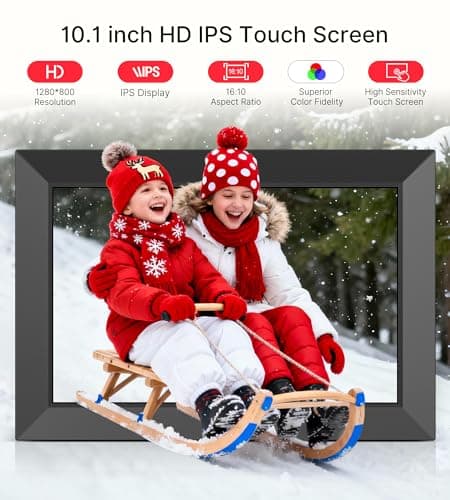 BIGASUO Digital Picture Frame, 10.1" Frameo Digital Frame WiFi with 32GB Memory, 1280x800 IPS Touch Screen, Send Photos/Videos from Your Phone Anywhere, Photo Gifts for Parents and Grandparents - Thumbnail 4