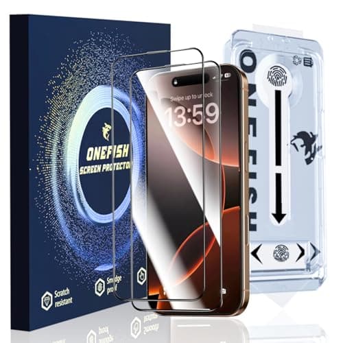 OneFish Full Edge Coverage Tempered Glass Screen Protector for IPhone 12/IPhone 12 Pro 6.1 inch 2 Pack Edge Reinforcement, Self-Aligning Installation, Case Friendly HD Screen Protectors