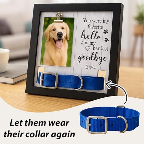 Eadabok Pet Memorial Frame with Collar Holder, Pet Picture Frame Memorial Gifts for Loss of Dogs, with 2 Pcs Dog Urns Keychain for Ashes - Thumbnail 2
