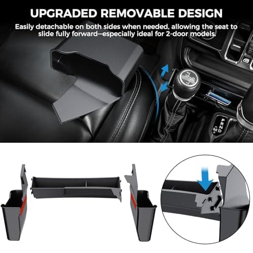 DIAMOOKY 4PCS Upgraded Center Console Organizer for Jeep Wrangler JL JLU 4xe 2018-2026 & Gladiator JT 2020-2024 2025 2026 Accessories Gear Shift Side Tray Hanging Armrest Storage Box (Not for JK/JKU) - Thumbnail 6