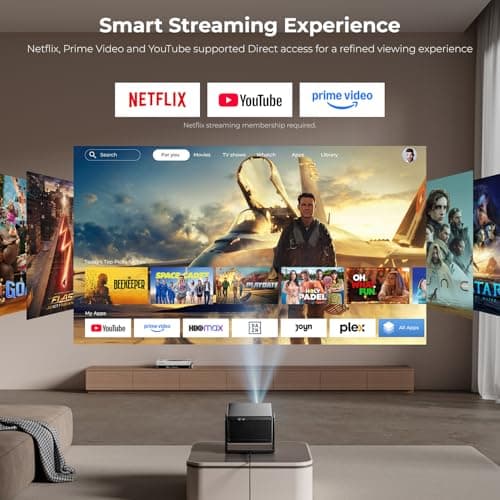 ELEPHAS Smart 4K Projector with WiFi and Bluetooth - Compatible with Netflix/Prime Video/YouTube, 270° Rotatable, AI Auto Focus & Keystone, Portable Home Theater Movie Projector for Indoor Outdoor - Thumbnail 4