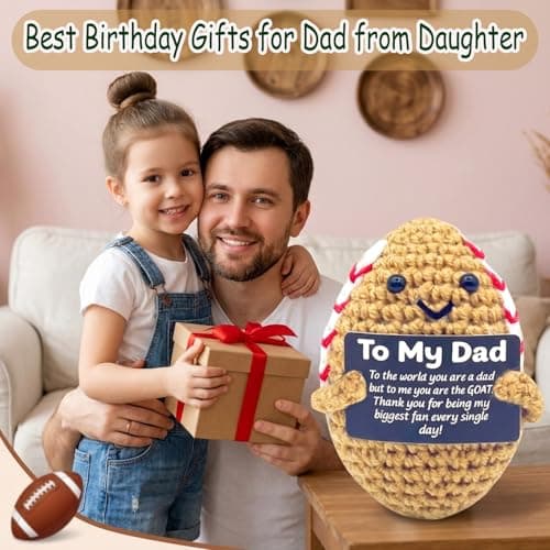 Kenoerd Dad Gifts from Son and Daughter-Emotional Support Football for Dad,Crochet Positive Potato Footballs,Unique Fathers Day Birthday Gifts Husband, Funny Football Decor Office Desk Accessories - Thumbnail 2