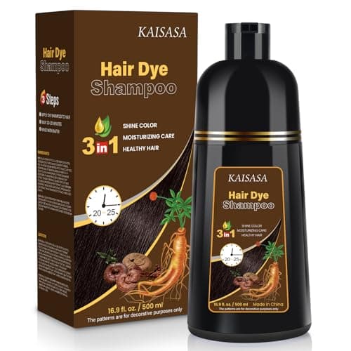 IIIMEIDU KAISASA Chestnut Brown Hair Dye Shampoo for Gray Hair, 3 in 1 Hair Color Shampoo for Women Men, Grey Coverage 500ml