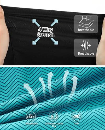 westwolf Mens Board Shorts Stretch Swimming Trunks for Men's with Compression Liner 9 Inch Swim Shorts Green Bathing Suit with Compression Liner Quick Dry Swimwear Swim Trunks XL - Thumbnail 4