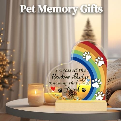 Rainbow Bridge Dog Memorial Gifts for Loss of Dog Cat Christmas Gift,5.9“ Acrylic with LED Light/Picture Frame Keychain with Paw Prints/Sympathy Card Pet Sympathy Bereavement Gifts for Pet Lovers(Paw) - Thumbnail 6