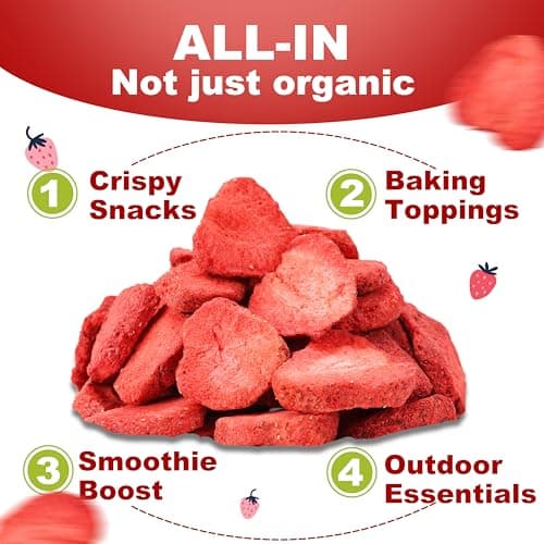 Organic Freeze Dried Strawberries Sliced, 8.5 Oz | 100% Natural Dehydrated Fruit | Dry Strawberry Slices | No Sugar & Additives | Healthy Snack & Topping for Beverages or Recipes | Non-GMO, Vegan - Thumbnail 6
