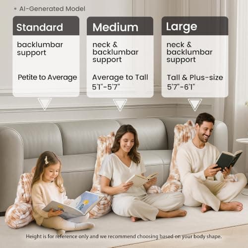 Amélie Home Faux Fur Reading Pillow with Pocket for Sitting in Bed, Adult Backrest Bed Pillow with Washable Cover for Lounging, Watching TV/Reading/Gaming/Resting/Post/Surgery/Nursing, Grey 25 inches - Thumbnail 6