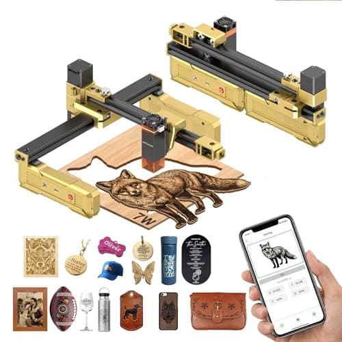 Artilume Laser Engraver Portable Laser Cutter APP-Control Foldable Laser Engraving Machine for Small Business 200x150mm Working Area for Wood Leather Acrylic Coated Metal–DIY & Crafting T1-7000mW