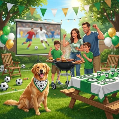 Soccer Pattern Dog Bandana for Large Medium Small Dogs Triangle Dog Neck Bandana for Game Day, Sport Themed Dog Costume Accessories, Green & White Football Style - Thumbnail 5
