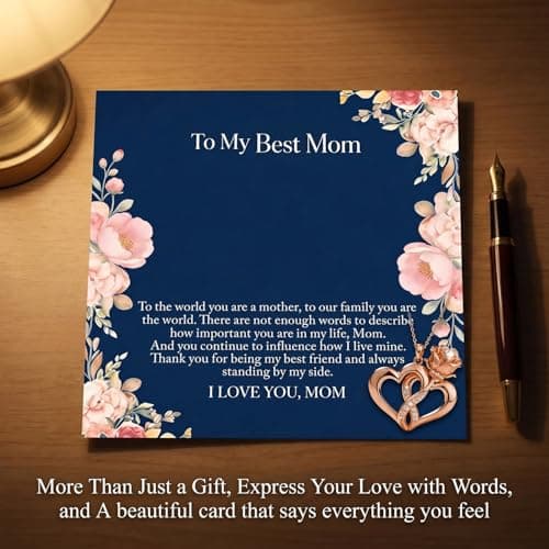 Ediseng 2026 Birthday Gifts for Mom/Wife,Dainty Heart Neckace with Birthday Gift Card,Personalized Mom Gifts from Daughter/Son (rose golden) - Thumbnail 6