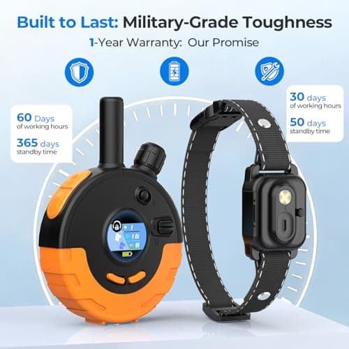 RPZ Dog Shock Collar with Remote Control, Dog Training Collar, E Vibration Collar for Large Medium Small Dogs, 4 Training Modes Rechargeable IPX7 Waterproof 4200FT, 1pcs - Thumbnail 3