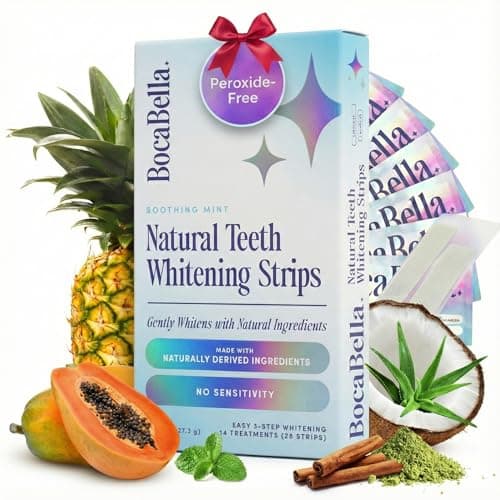 Teeth Whitening Strips for Sensitive Teeth – Natural, Peroxide-Free & Enamel-Safe | Clinically Tested Papaya & Pineapple Enzymes + Aloe & Coconut Oil | 14 Treatments for a Brighter, Whiter Smile - Image 1