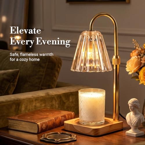 Marycele Candle Warmer Lamp with Timer & Dimmer - Mothers Day Gifts for Women Mom Her, Aesthetic Office Home Decor, Adjustable Height Wax Melter for Candle Jar & 3-Wick Candles (2 Bulbs Included) - Thumbnail 2