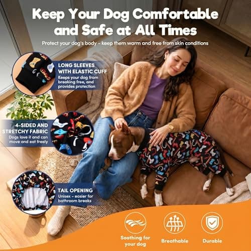 LovinPet Large Dog Pajamas, Game Console Print,UV Protection, Wound Care/Post Surgery Dog Clothes, Pet Anxiety Relief, Lightweight Stretchy Pitbull Pullover Shirt, Onesies for Dogs, Pet PJ's,L - Thumbnail 6