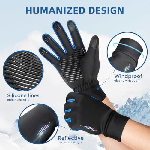 SIMARI Kids Winter Gloves with Touchscreen, Warm Thermal, Water-Resistant, Windproof for Boys Girls Toddler, Gloves for Cold Weather Running Cycling Snow Skiing Hiking Football Rugby Camping, Blue - Thumbnail 5