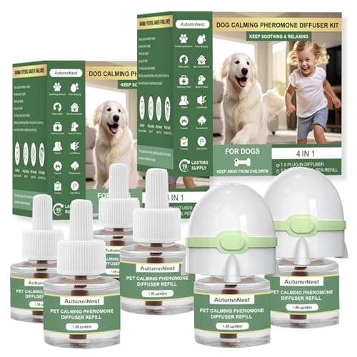 8-in-1 Dog Calming Pheromone Diffuser Kit – Pet Stress Support (2 Plug-Ins & 6x48ml Refills), Calming Diffuser for Dog During Thunderstorms, Travel, Separation, Fireworks & Vet Visits, 180-Day Supply