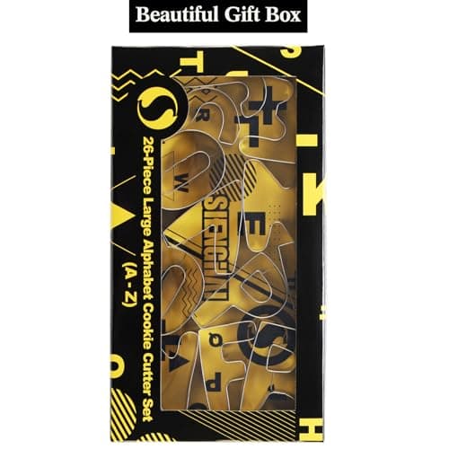 Alphabet Letter Cookie Cutter Set (A - Z)- 26 Pcs Large Stainless Steel Letters Fondant Cutter Set Biscuit Dough Mold Tools for Birthday, Christmas, New Year and Holiday Party Decorations (Gift Box) - Thumbnail 5