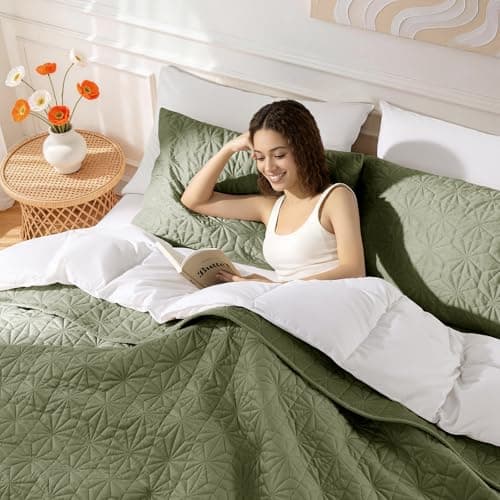 Uqocnh Luxury Velvet Quilt Set King Size 3 Piece, Soft Channel Stitch Velvet Comforter Set with 2 Pillow Shams, Lightweight Coverlet Bedspread Bedding Set for All Seasons, Olive Green - Thumbnail 3