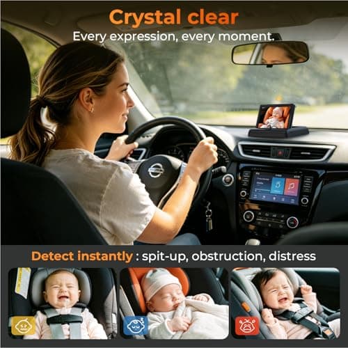 Itomoro Baby Car Mirror, View Infant in Rear Facing Seat with Wide Crystal Clear View,360° Rotation Plug and Play Easy Install baby car monitor 1080p - Thumbnail 5