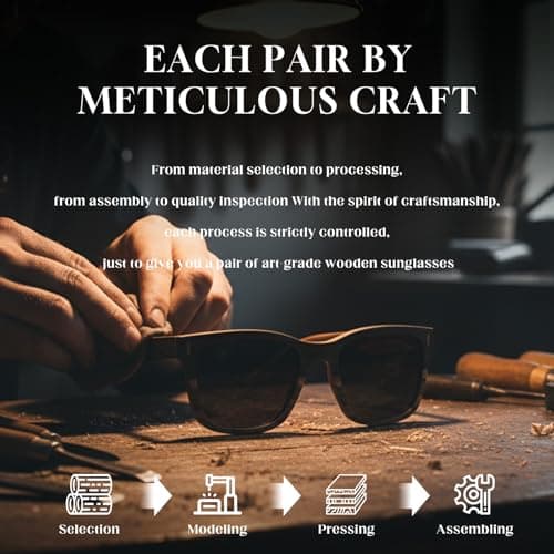 SUNGAIT Oak Zebra Wood Sunglasses Mixed-color Frame Black Polarized Lens Gifts for Men(Oak Zebra Wood/Grey Lens) - Thumbnail 3