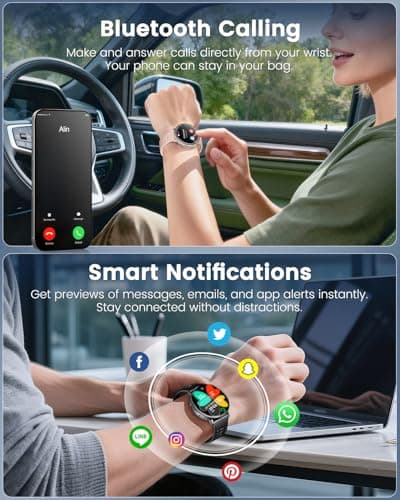 Rmana GPS Smart Watches for Men, 1.39" AMOLED Screen Smartwatch, Bluetooth Call/100+ Sport Modes/GPS/Compass/Heart Rrate/Blood Pressure, Fitness-Tracker, Smartwatch for Android iPhone(Gray& Black) - Thumbnail 3